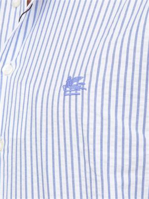 Camicia Etro uomo in cotone seersucker a righe azzurre in UOMO