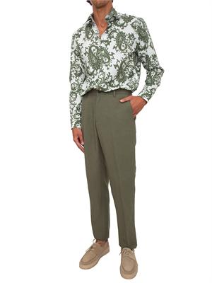 Camicia Etro uomo in cotone stretch motivo Paisley verde in UOMO