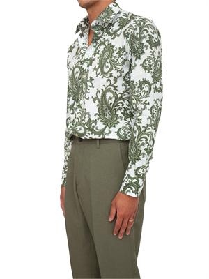 Camicia Etro uomo in cotone stretch motivo Paisley verde in UOMO