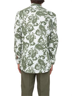 Camicia Etro uomo in cotone stretch motivo Paisley verde in UOMO