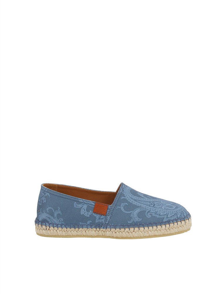 Espadrillas Etro uomo in tela di cotone blu Paisley