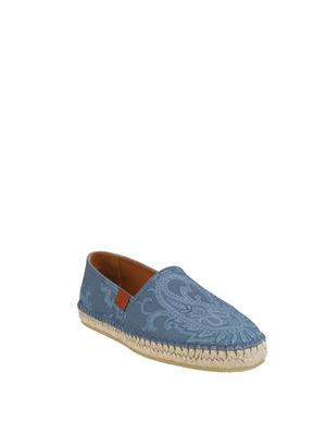 Espadrillas Etro uomo in tela di cotone blu Paisley in UOMO