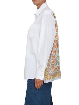 Camicia bianca Etro donna in cotone con inserto seta stampato in DONNA