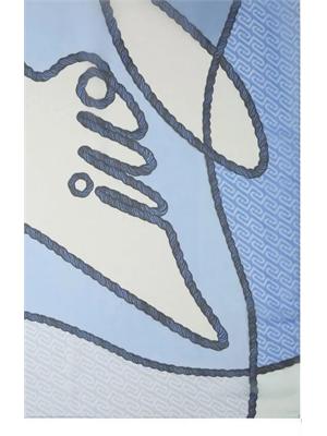Stola blu 120x120 Liu Jo donna stampa astratta cuori e logo in DONNA