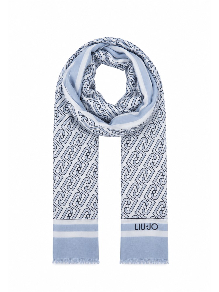 Stola Liu Jo donna in tessuto stampa logo azzurro