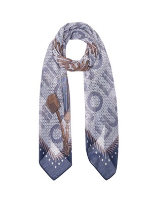 Foulard grande Liu Jo donna logo lettering blu in DONNA