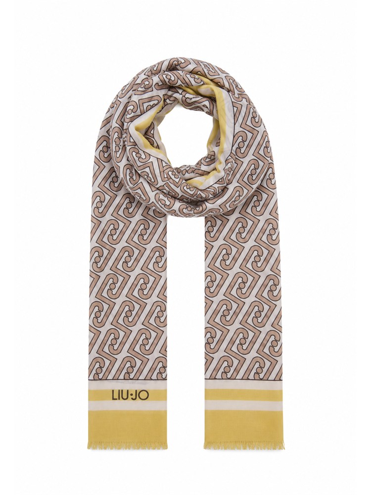Stola Liu Jo donna in tessuto stampa logo giallo