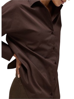 Camicia marrone Blugirl in popeline di cotone pizzo dietro in DONNA