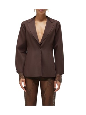 Giacca marrone Blugirl in cotone e maniche pizzo in DONNA