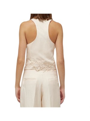 Gilet Blugirl in lino e viscosa avorio con ricamo dietro in DONNA