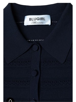 Polo Blugirl in viscosa pointelle blu in DONNA