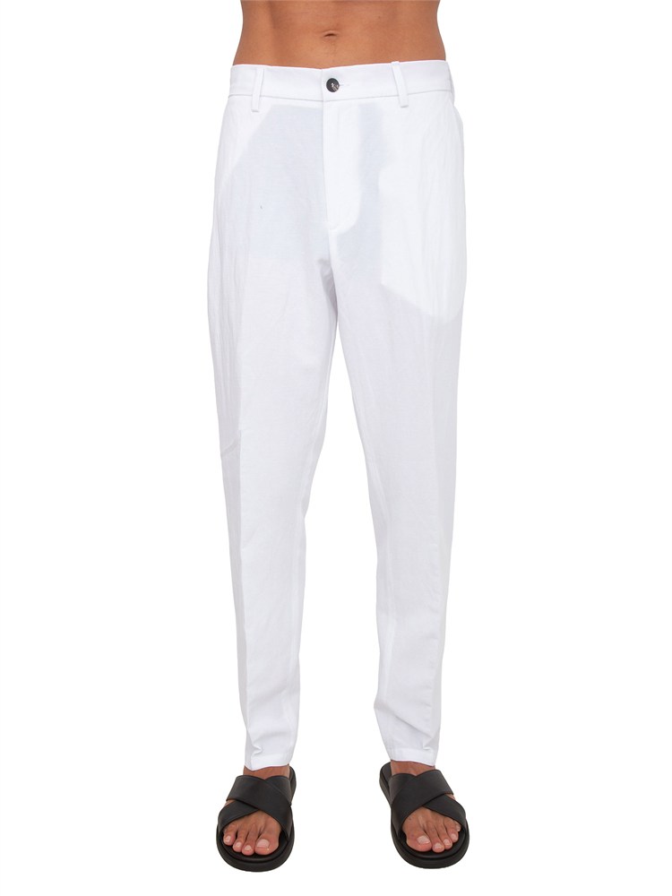 Pantalone Picasso Siviglia uomo misto viscosa e lino bianchi