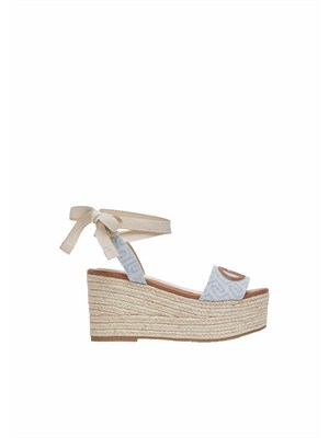 Sandali zeppa Liu Jo denim jacquard in DONNA