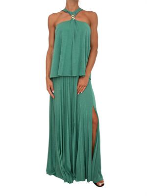 Top smanicato Meluana Kocca in tessuto verde in DONNA