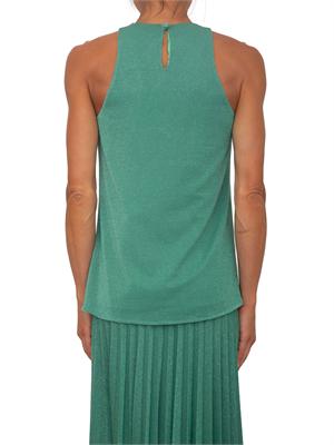 Top smanicato Meluana Kocca in tessuto verde in DONNA