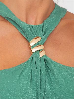 Top smanicato Meluana Kocca in tessuto verde in DONNA