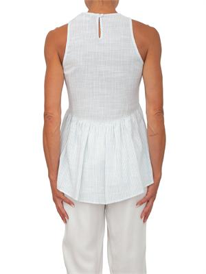 Top Robilara Kocca misto lino righe azzurre in DONNA
