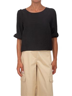 Blusa Cleandro Kocca misto lino nera in DONNA