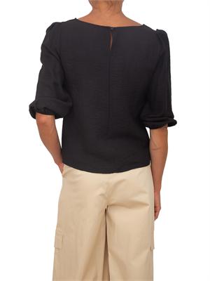 Blusa Cleandro Kocca misto lino nera in DONNA