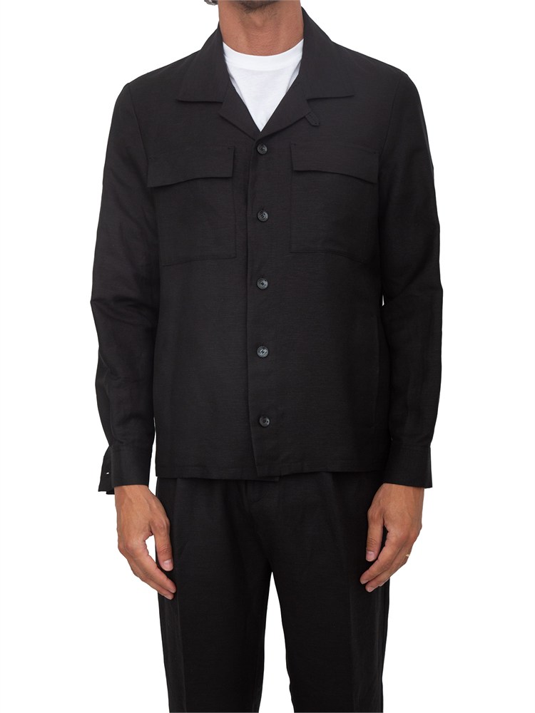 Camicia overshirt nera Antony Morato lino e cotone