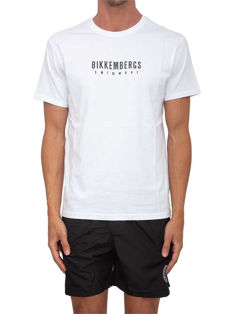 BIKKEMBERGS BEACHWEAR T-shirt bianca Bikkembergs Swimwear uomo in cotone
