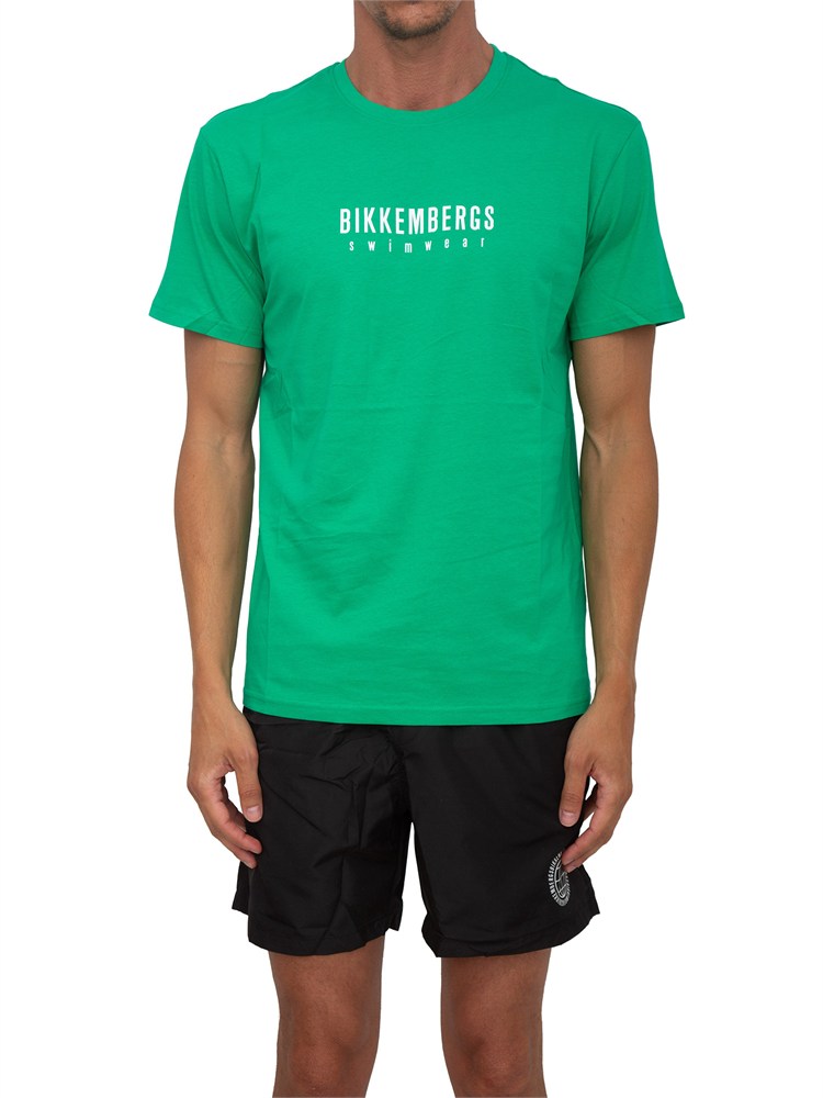 BIKKEMBERGS BEACHWEAR T-shirt verde Bikkembergs Swimwear uomo in cotone