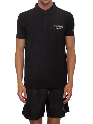 Polo nera Iceberg Beachwear uomo in cotone con logo in UOMO