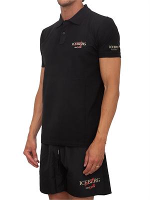 Polo nera Iceberg Beachwear uomo in cotone con logo in UOMO