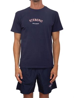 T-shirt blu Iceberg beachwear uomo con stampa logo in UOMO