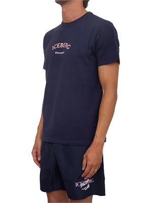 T-shirt blu Iceberg beachwear uomo con stampa logo in UOMO