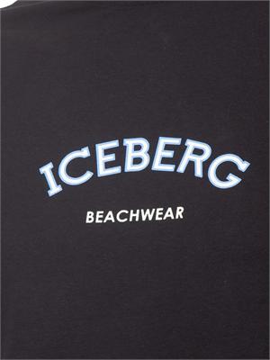 T-shirt nera Iceberg beachwear uomo con stampa logo in UOMO