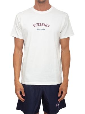 T-shirt crema Iceberg beachwear uomo con stampa logo in UOMO