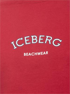 T-shirt rossa Iceberg beachwear uomo con stampa logo in UOMO