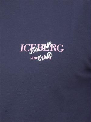 Polo blu Iceberg Beachwear uomo in cotone con logo in UOMO