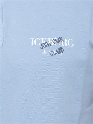 Polo azzurra Iceberg Beachwear uomo in cotone con logo in UOMO