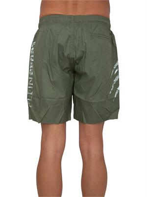 Costume boxer Plein Sport Swim in tessuto verde e stampe in UOMO