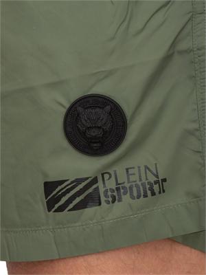 Costume boxer Plein Sport Swim in tessuto tecnico verde in UOMO