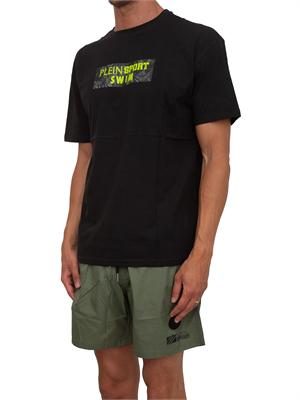 T-shirt uomo Plein Sport Swim in cotone nero con logo in UOMO
