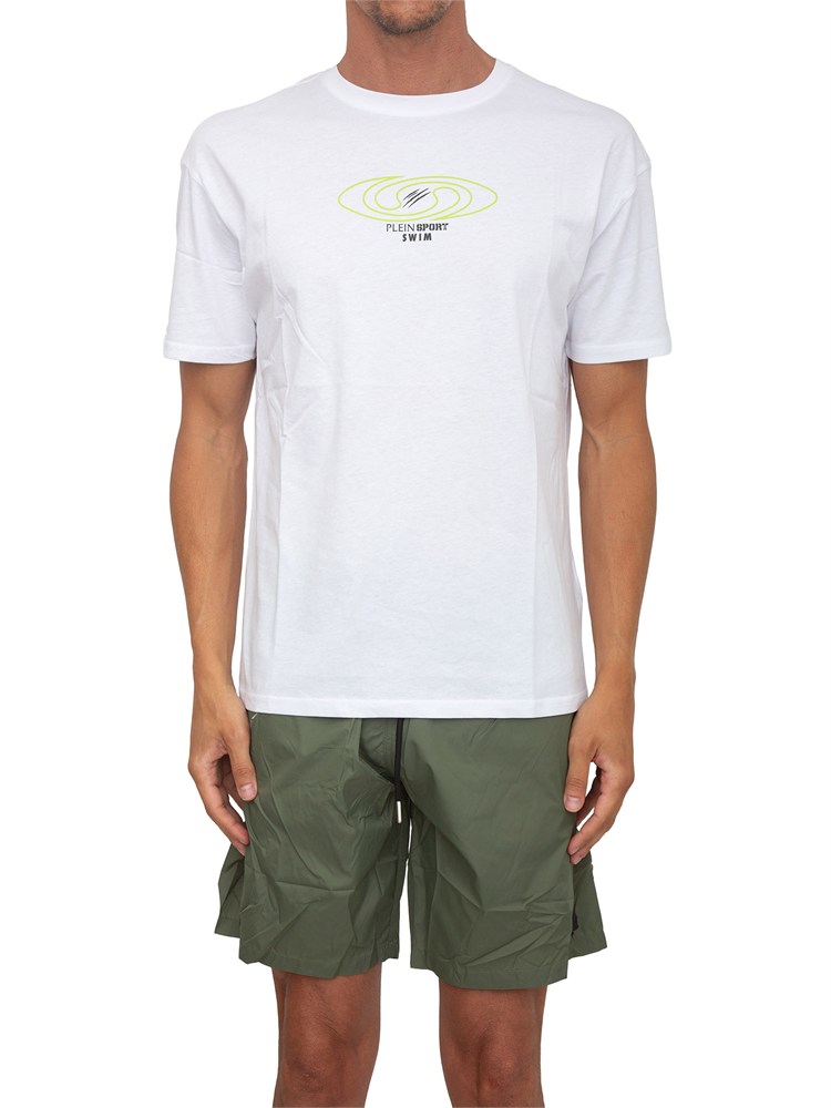 T-shirt bianca Plein Sport Swim uomo con stampe