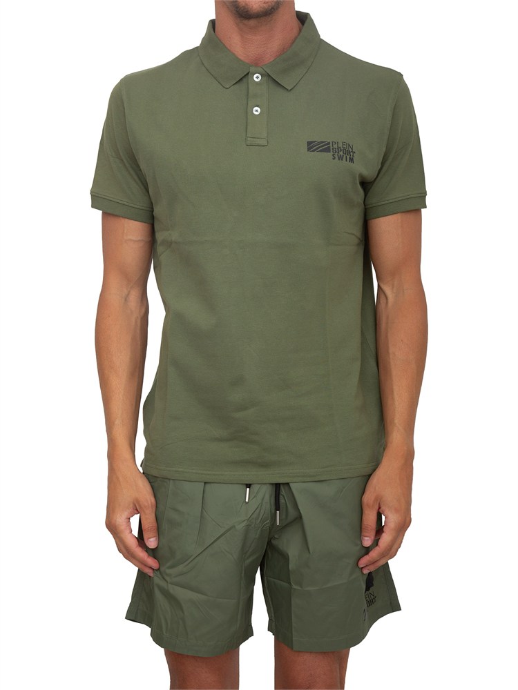 Polo uomo Plein Sport Swim in cotone verde