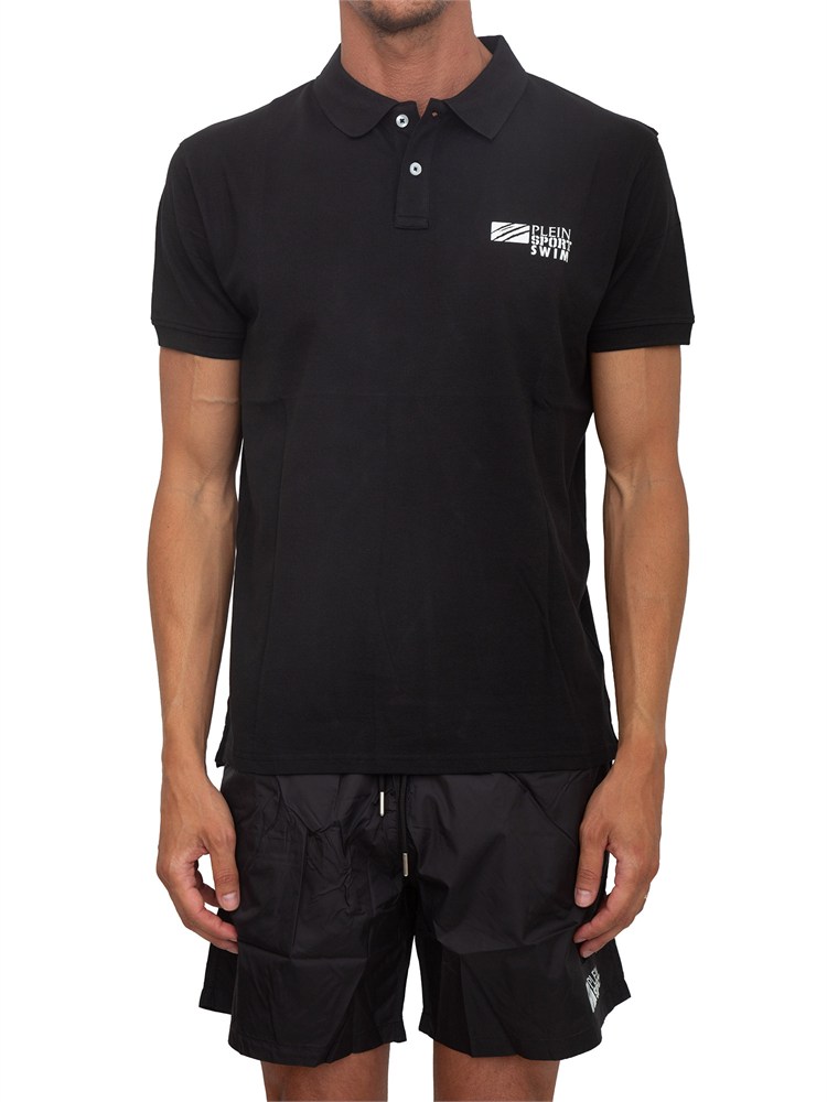 Polo uomo Plein Sport Swim in cotone nero