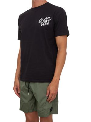 T-shirt nera Plein Sport Swim uomo con maxi stampa dietro in UOMO