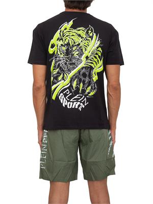 T-shirt nera Plein Sport Swim uomo con maxi stampa dietro in UOMO