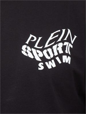 T-shirt nera Plein Sport Swim uomo con maxi stampa dietro in UOMO