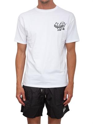 T-shirt bianca Plein Sport Swim uomo con maxi stampa dietro in UOMO