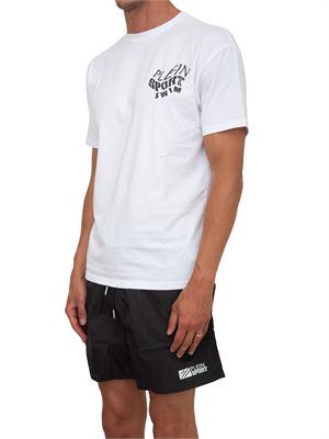 T-shirt bianca Plein Sport Swim uomo con maxi stampa dietro in UOMO