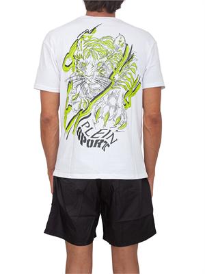 T-shirt bianca Plein Sport Swim uomo con maxi stampa dietro in UOMO