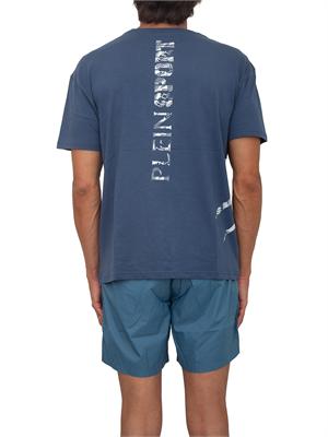 T-shirt uomo Plein Sport Swim in cotone blu con stampe in UOMO