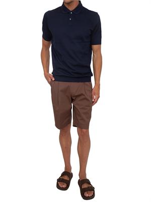 Polo Corneliani in cotone blu con trama maglia in UOMO