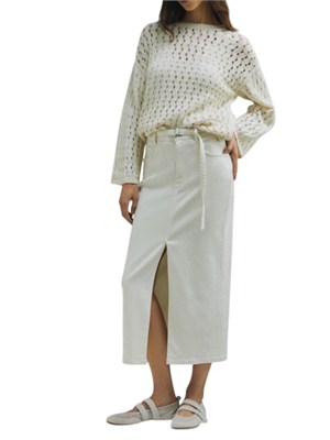 Gonna Oca Marella in bull stretch di cotone avorio in DONNA